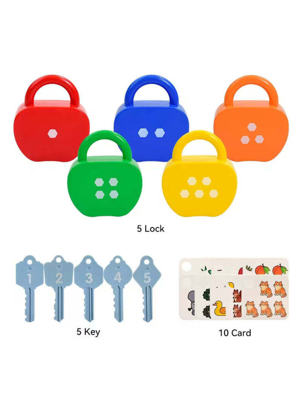 Color Apple Shape Lock And Key Toy Kids Matching Sorting Set